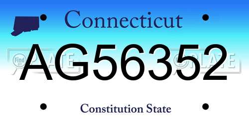 AG56352 Connecticut License Plate