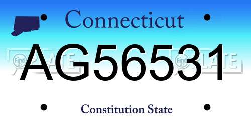 AG56531 Connecticut License Plate