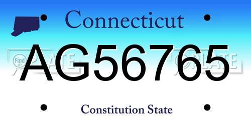 AG56765 Connecticut License Plate