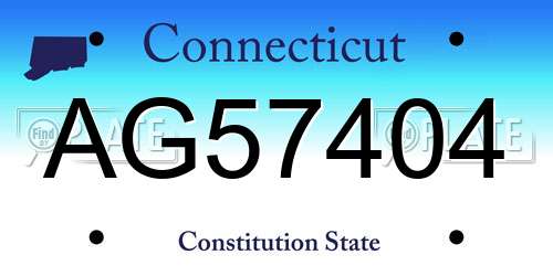 AG57404 Connecticut License Plate