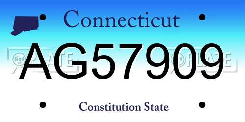 AG57909 Connecticut License Plate