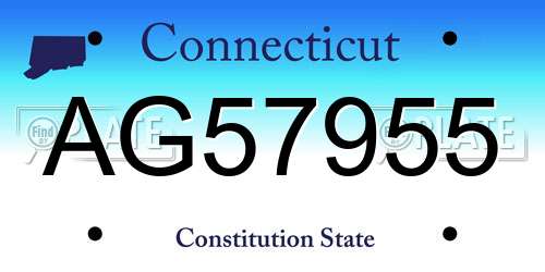 AG57955 Connecticut License Plate