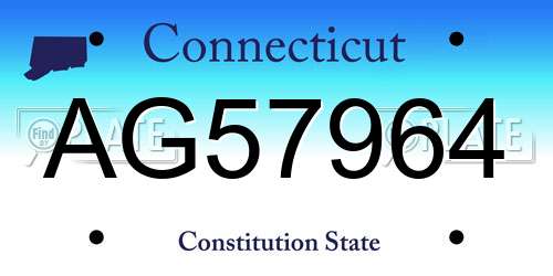 AG57964 Connecticut License Plate
