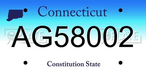 AG58002 Connecticut License Plate
