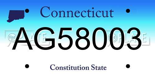 AG58003 Connecticut License Plate