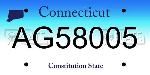 AG58005 Connecticut License Plate
