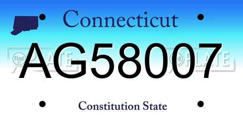 AG58007 Connecticut License Plate