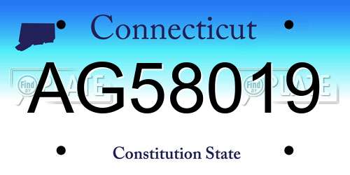 AG58019 Connecticut License Plate