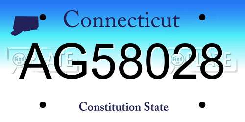 AG58028 Connecticut License Plate