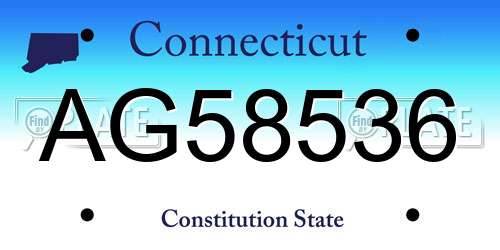 AG58536 Connecticut License Plate