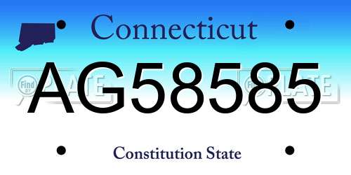 AG58585 Connecticut License Plate