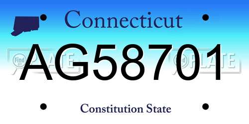 AG58701 Connecticut License Plate