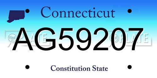 AG59207 Connecticut License Plate