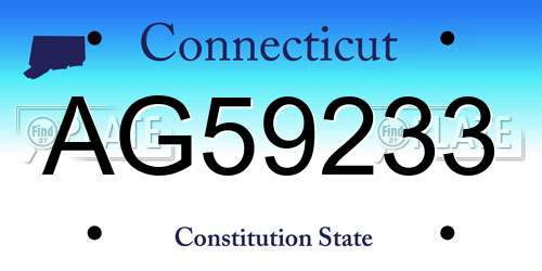 AG59233 Connecticut License Plate