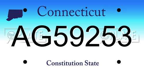 AG59253 Connecticut License Plate