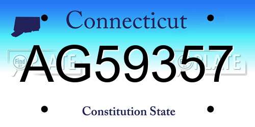 AG59357 Connecticut License Plate