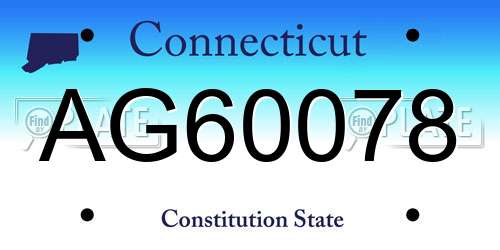 AG60078 Connecticut License Plate