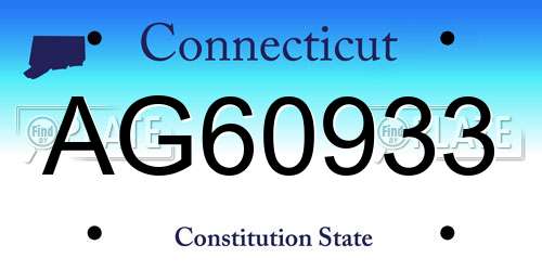 AG60933 Connecticut License Plate