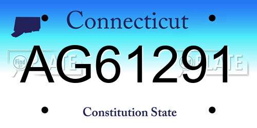 AG61291 Connecticut License Plate