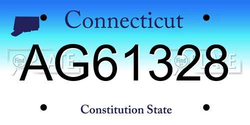 AG61328 Connecticut License Plate