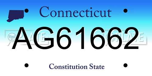 AG61662 Connecticut License Plate