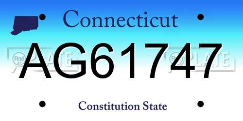 AG61747 Connecticut License Plate