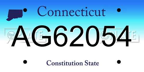 AG62054 Connecticut License Plate