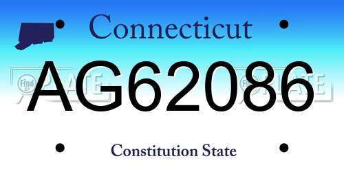 AG62086 Connecticut License Plate