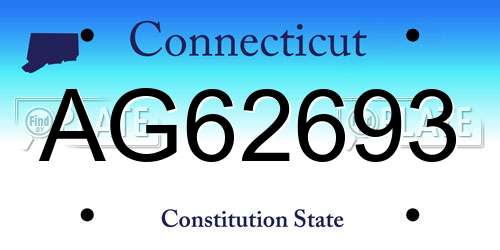 AG62693 Connecticut License Plate