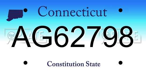 AG62798 Connecticut License Plate