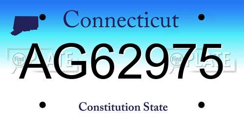 AG62975 Connecticut License Plate