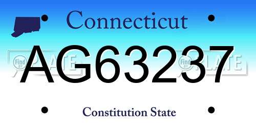 AG63237 Connecticut License Plate