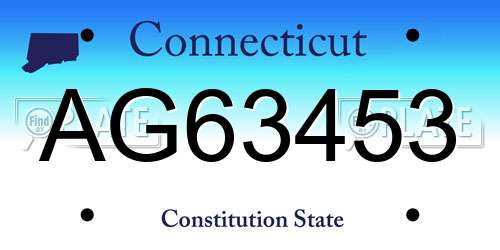 AG63453 Connecticut License Plate