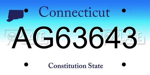 AG63643 Connecticut License Plate