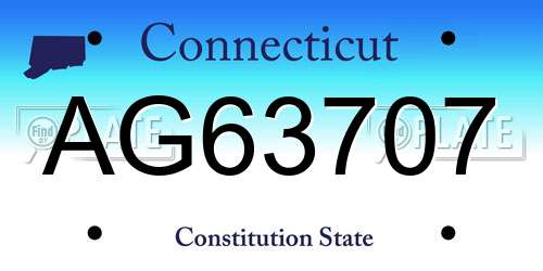 AG63707 Connecticut License Plate