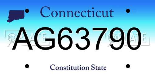 AG63790 Connecticut License Plate