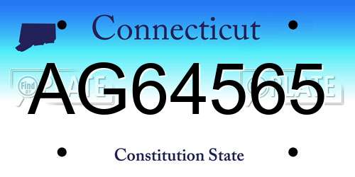 AG64565 Connecticut License Plate