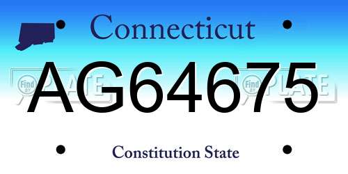 AG64675 Connecticut License Plate