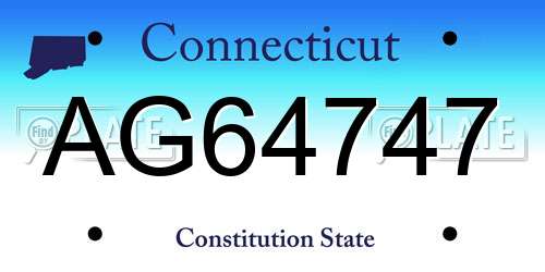 AG64747 Connecticut License Plate