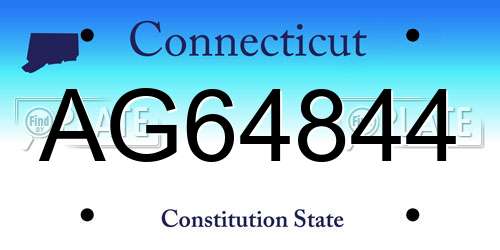AG64844 Connecticut License Plate