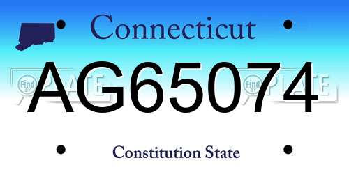 AG65074 Connecticut License Plate