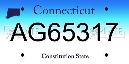 AG65317 Connecticut License Plate