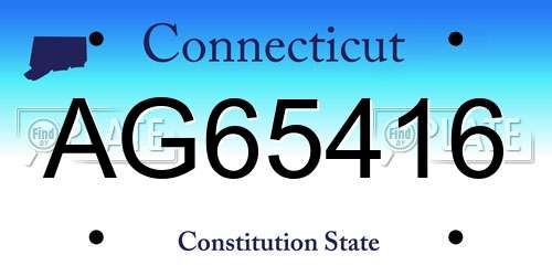 AG65416 Connecticut License Plate