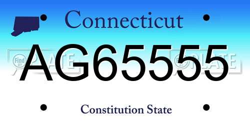 AG65555 Connecticut License Plate