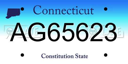 AG65623 Connecticut License Plate
