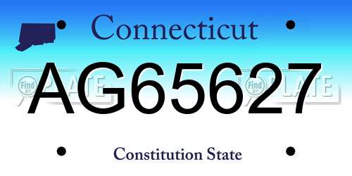 AG65627 Connecticut License Plate