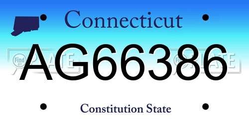 AG66386 Connecticut License Plate