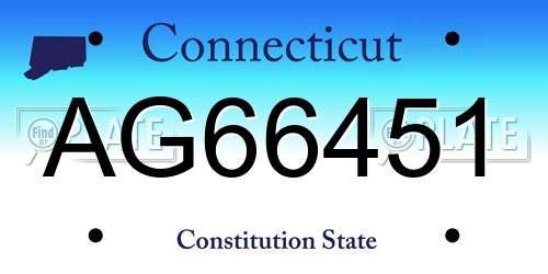 AG66451 Connecticut License Plate