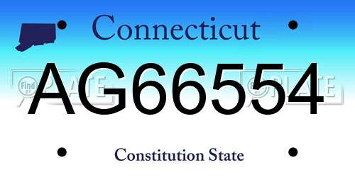 AG66554 Connecticut License Plate