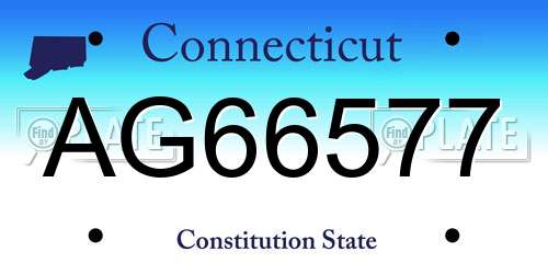 AG66577 Connecticut License Plate